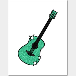 Aqua Guitar Posters and Art